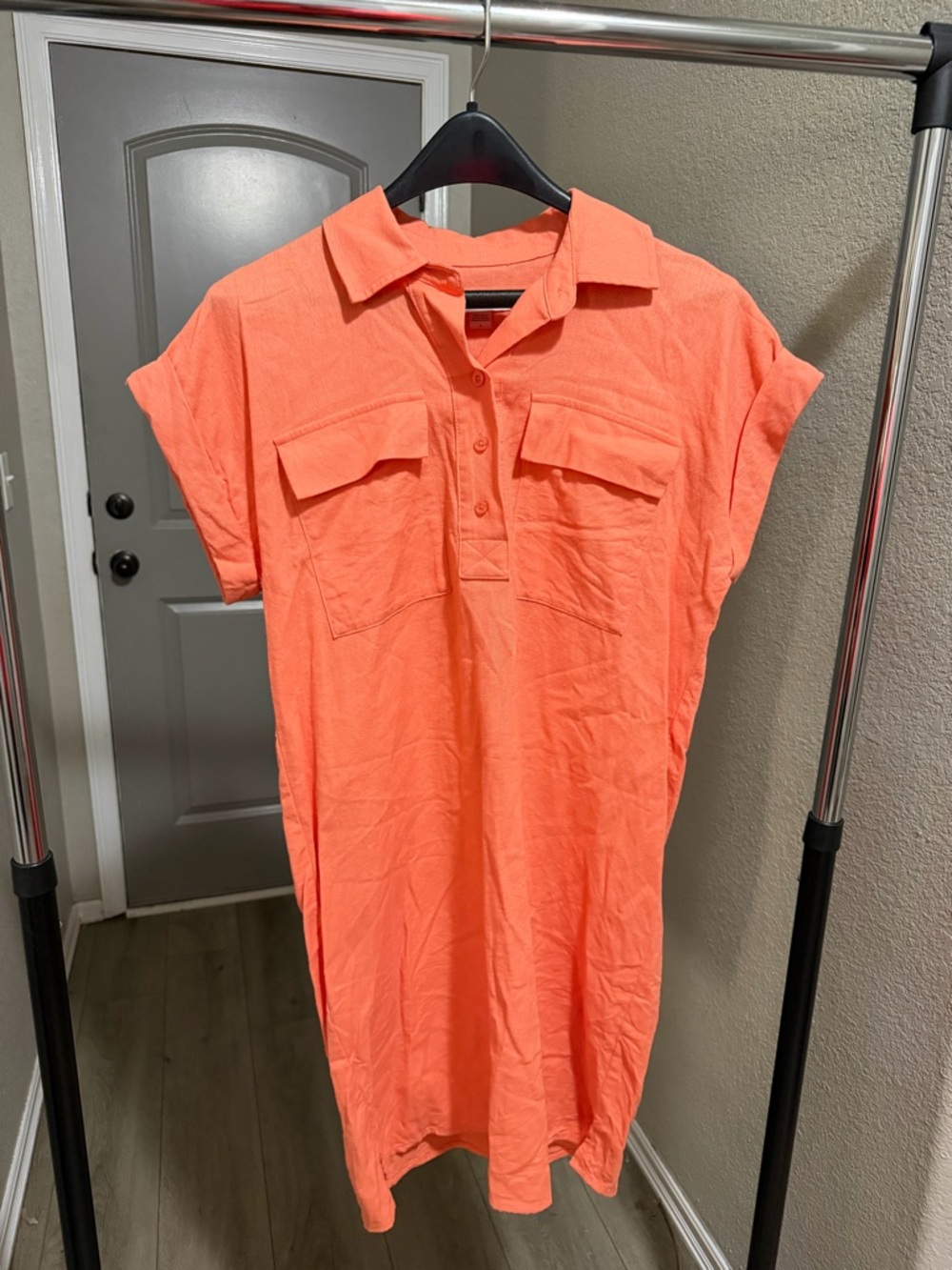 Calvin Klein Linen Blend Coral Button-Up Dress - Women’s Size 6